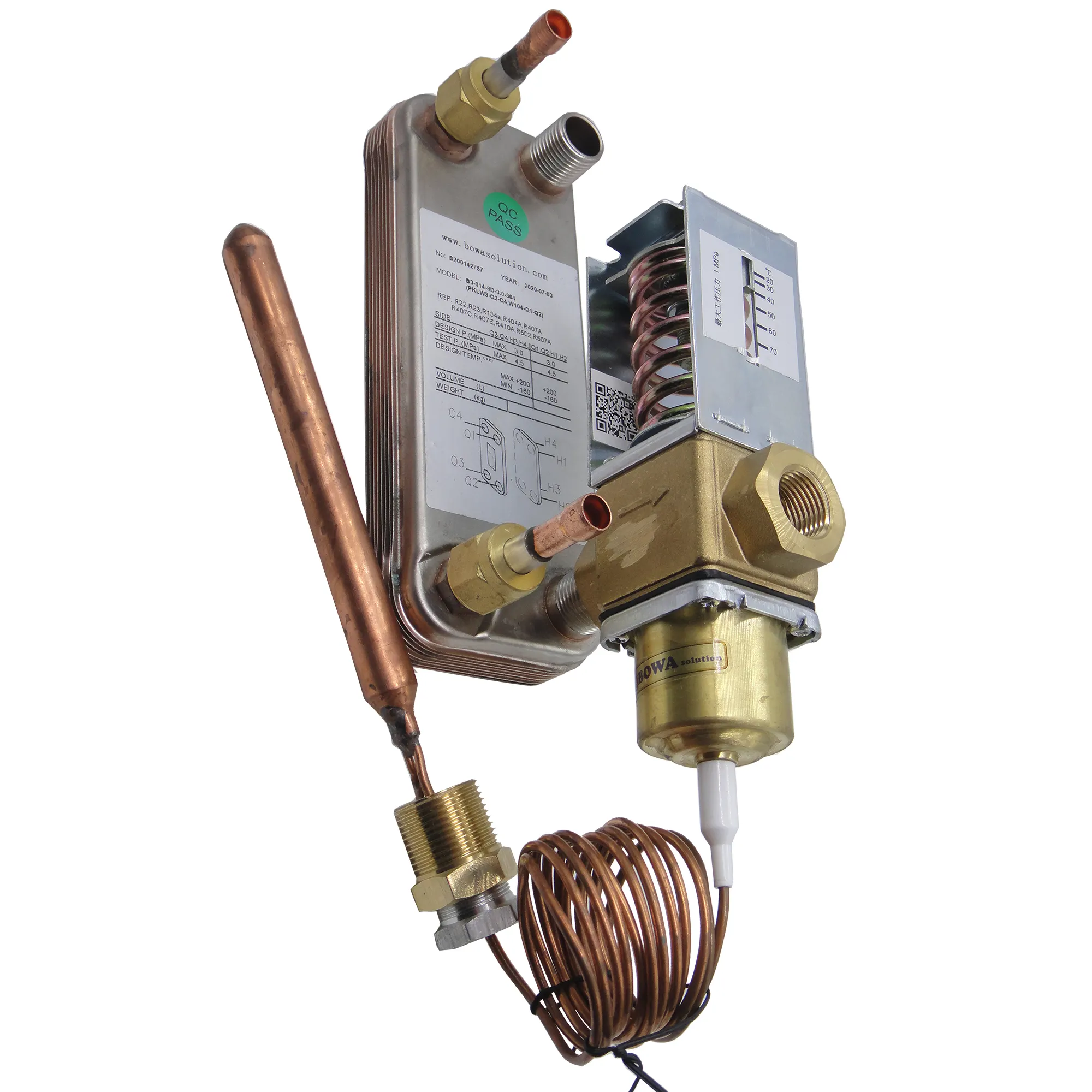 Le condensateur et l'évaporateur de la pompe à chaleur de 800kcal fonctionnent avec le chauffe-eau à brûleur à gaz pour réduire les coûts de fonctionnement