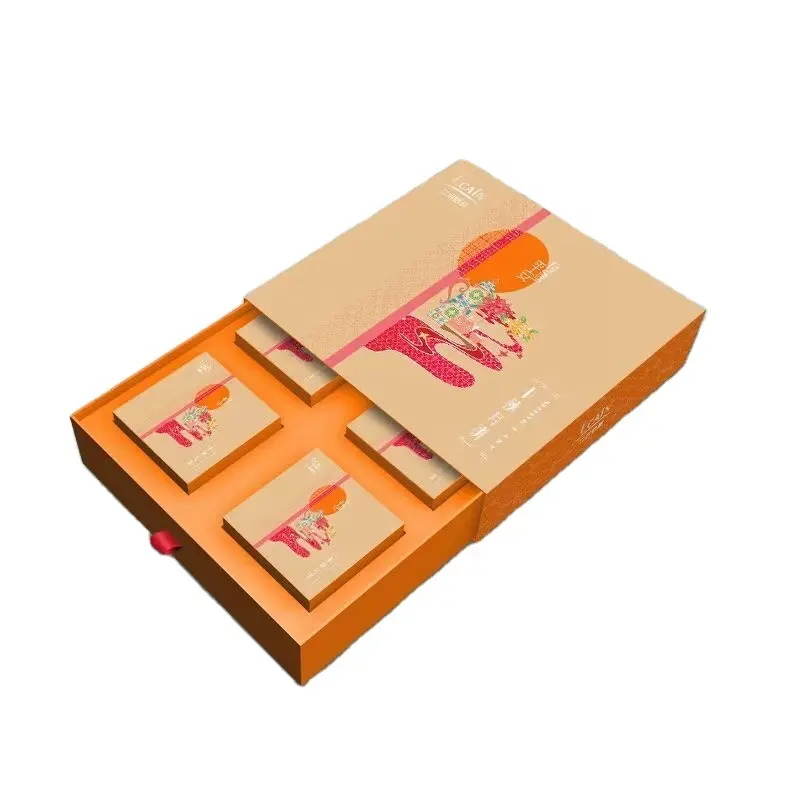 Scatola di torta di luna di lusso personalizzata scatola di carta Mooncake con vassoio interno