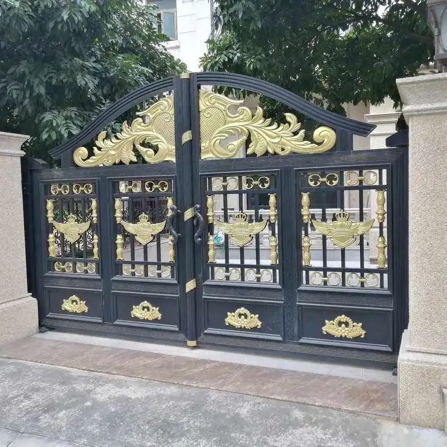 Aluminum Art Villa Courtyard Electric Main Laser Cut Garden Arch Automatic House Sliding Drive Swing Gate