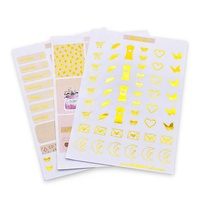 Hojas de Pegatinas Decorativas Personalizadas de Alta Calidad, Suministros para Diarios y Scrapbooking, Hoja de Pegatinas de PVC con Corte Kiss Cut y Lámina Dorada Coreana