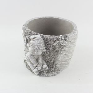 Dekorasi vas taman semen dasar kayu mewah abu-abu Modern minimalis baru <span class=keywords><strong>2025</strong></span> untuk dekorasi rumah penanam buatan tangan Desktop luar ruangan - Product Image 5