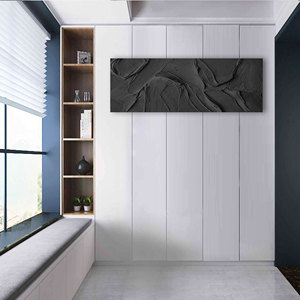 Hiện đại lớn màu đen và trắng trừu tượng 3D kết cấu thủ công sơn dầu tường nghệ thuật hình ảnh trang trí phòng nhà - Product Image 3