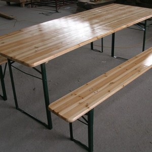 Conjunto de Mesa para Cerveza, Madera de Pino, Estructura de Acero, Plegable, Muebles de Jardín para Patio Exterior - Product Image 2