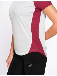 T-shirt athlétique color block pour femme Munns & Mars, en polyester, coupe régulière, ourlet incurvé, idéal pour l'entraînement en salle de sport (vente en gros) - Product Image 3