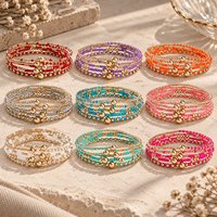 Bracelets en perles de verre empilables, multicolores, à plusieurs couches, vente en gros, dropshipping, bijoux tendance