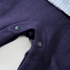 Combinaison bébé garçon 100% coton à manches longues, style <span class=keywords><strong>marin</strong></span>, tenue preppy pour nouveau-né, vêtements une pièce - Product Image 5