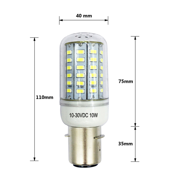 24V P28S LED 10-30VDC 85-265VAC P28 LED Corn Bulb 10W 12V 24V Plastic Marine Lamp Light Bulb