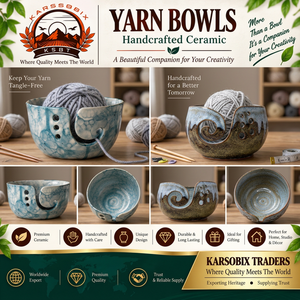 Handcrafted Durable Modern Ceramic Yarn Bowl Knitting Yarn Holder Decorative Bowls for Home Studio and Gift Use - Product Image 2