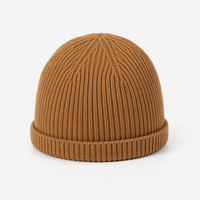 Bonnet tricoté uni multicolore en stock, bonnet d'hiver personnalisé tissé, mini bonnet unisexe à revers court, bonnet de pêcheur vierge, vente en gros
