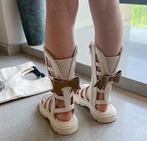 Sandalias Romanas de Perlas de Tacón Alto para Niñas, Zapatos de Playa para Princesitas, Moda para Niñas Grandes - Product Image 6