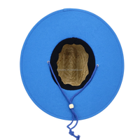 Chapeau de sauveteur en paille avec logo personnalisé, protection solaire UPF 50+, large bord en raphia, sous-bord bleu et sangle de menton pour le travail et la plage