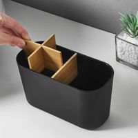 Support de rangement de comptoir pour brosses à dents et dentifrice en bambou à 5 fentes, avec base antidérapante et drainage, directement de l'usine