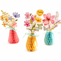 BBGS 9 pièces/ensemble Centres de table romantiques en papier nid d'abeille à thème fleurs sauvages pour anniversaire, mariage, baby shower, décorations de table sur le thème du printemps NOUVEAU
