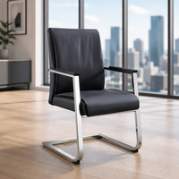 Chaise de bureau contemporaine et moderne noire, confortable, avec appui-tête fixe, dossier solide, design cantilever, pour conférence et visiteurs