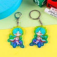 Porte-clés personnalisé pas cher en acrylique souple et léger avec paillettes holographiques, design anime sur mesure