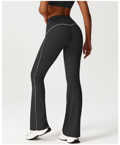 女性用ハイウエストフレアパンツ新作カラーブロックバットリフトフレアレギンスワークアウトランニングフィットネスワイド脚ヨガパンツ - Product Image 6