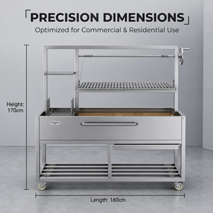 <span class=keywords><strong>Barbecue</strong></span> au charbon de bois argentin Santa Maria en acier inoxydable avec <span class=keywords><strong>brasero</strong></span> latéral, chariot multifonctionnel, cuisine extérieure professionnelle - Product Image 5