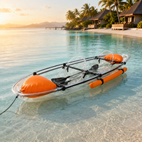 Kayak transparent commercial pour deux personnes, bateau en PC transparent avec cadre en aluminium pour les opérateurs de stations balnéaires et de location