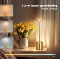 Lampes de Table Sans Fil Intensité Variable, Alimentation par Batterie, pour Restaurant/Chambre/Maison/Extérieur (Or)