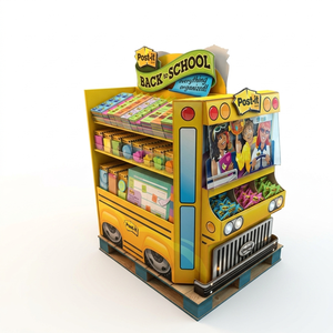 Expositor <span class=keywords><strong>de</strong></span> cartón personalizado con forma <span class=keywords><strong>de</strong></span> autobús escolar, estanterías promocionales para juguetes <span class=keywords><strong>de</strong></span> plastilina, juegos infantiles, temporada escolar - Product Image 2