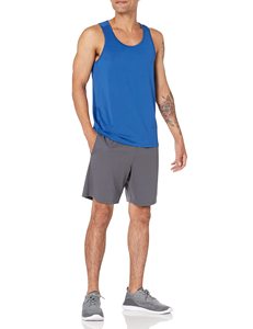 Camiseta sin mangas azul de gimnasio para hombre, poliéster transpirable, estampado de logotipo personalizado, diseño informal sin mangas para entrenamiento de verano, uso de baloncesto - Product Image 4