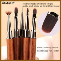 Pinceau à ongles professionnel pour nail art avec logo personnalisé, outil de manucure, manche en bois de santal marron, poils en nylon