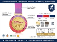 Custom Foundation Honor Medal Gold Sandblasted Embossed Logo Zinc Alloy Durable Laser Engraved Volunteer Award Medal Purple