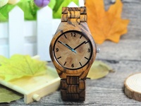 Montre minimaliste pour hommes en cuir, accessoire en bambou lumineux, logo personnalisé, quartz, à la mode
