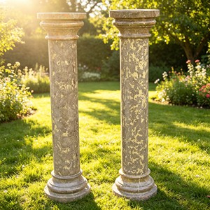 Columnas de Pedestal de Mármol Sólido de Lujo Moderno, Columnas Romanas Redondas para Exteriores, Escaleras, Color Personalizado - Product Image 6