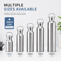 Bouteille d'eau à large ouverture de style américain, 12 oz/350 ml, en acier inoxydable, portable avec poignée de transport, logo personnalisé, prête à être expédiée