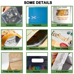 Offre Spéciale : Sachets Ziplock Personnalisables avec Votre Logo et Fenêtre Transparente, en Matériau <span class=keywords><strong>Alimentaire</strong></span>, Sachets en Aluminium pour Myrtilles, Yaourts et Croustilles - Product Image 4