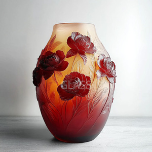 Jarrón de cristal tallado a mano para decoración del hogar - Product Image 2