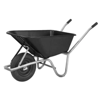Carretilla resistente de la venta caliente Carretilla de rueda de la construcción de edificios con la carretilla de mano de la bandeja plástica