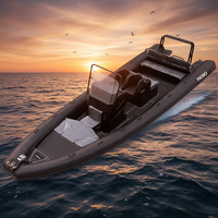 Bateau pneumatique semi-rigide (RIB) CE Certifié REBO Sport Rhib760 SP RIB 760 en fibre de verre avec moteur, double pont en Hypalon/PVC, coque en aluminium, 25 pieds, capacité de 13 personnes