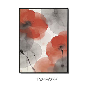 Arte de Pared en Lienzo con Diseño de <span class=keywords><strong>Amapola</strong></span> Roja China, <span class=keywords><strong>Pintura</strong></span> Floral Oriental Moderna para Decoración del Hogar, Sala de Estar y Dormitorio - Product Image 1