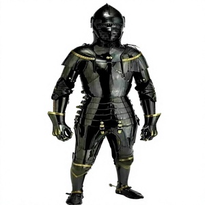 Armure de Chevalier Complète en Acier Nickelé Noir 3D, Style Antique, Polie, Portable, pour Halloween, Art de Combat, Objets de Collection, Artisanat Métallique - Product Image 1