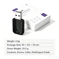 Mini adaptateur sans fil CarPlay et Android Auto, Bluetooth 5.1, WiFi 5.8 GHz, mise à niveau OTA, USB/Type-C Plug and Play