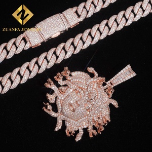 เครื่องประดับ Zuanfa เงินแท้ 925 ประดับเพชรโมอิสซาไนต์ จี้รูปหัวเมดูซ่า สร้อยคอพร้อมจี้ ชุดเครื่องประดับฮิปฮอป ของขวัญสำหรับผู้ชาย - Product Image 6