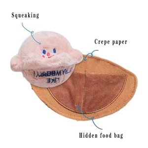 Hochwertiges Plüsch-Eiscreme-Spielzeug zum Schnüffeln, Kauen und Verstecken von Leckerlis mit Krepppapier-Quietscher für Hunde und Katzen - Product Image 6
