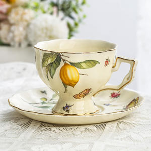 Tasse à thé et soucoupe en céramique française vintage ensemble tasse <span class=keywords><strong>anglaise</strong></span> de l'après-midi de haute esthétique pour café ou thé - Product Image 3