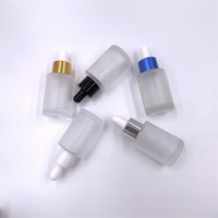 Flacon compte-gouttes cylindrique à épaule plate en verre ambré transparent ou dépoli de 1 oz (30 ml) pour sérum et huile essentielle