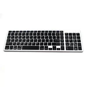 Hot Selling Ultra-Thin Flat Metal Wireless Keyboard 102 Keys Scissor Switch blue tooth keyboard rechargeable battery
