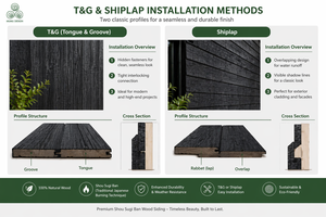 MUMU Shou Sugi Ban T&G Planks Panneaux de bardage préfinis en <span class=keywords><strong>bois</strong></span> de charbon foncé, façade Wabi-Sabi, classement ignifuge, bardage extérieur Yakisugi - Product Image 5