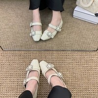 Chaussures de soirée douces pour l'automne, talons compensés de 3 cm, légères, à bout carré, basses, style Mary Jane, dessus en microfibre, semelle extérieure en caoutchouc, Nouveauté 2026, style français