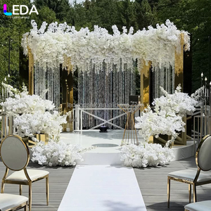 LEDA Birthday Party Events Decor Gold Square Arch Stainless Steel Mirror Large <b>Backdrop</b> <b>Stand</b> for Wedding - Product Image 4