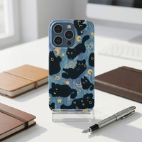 Coque de téléphone antichoc en TPU Mowang à motif animalier chat pour 16/18 Pro Max, modèle Glacier avec éléments Lune et Étoile