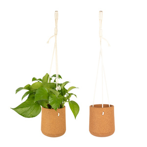 Fioriera d'attaccatura della parete del vaso di pianta del sughero ecologico su misura avanzato della decorazione domestica <span class=keywords><strong>con</strong></span> la <span class=keywords><strong>corda</strong></span> - Product Image 3