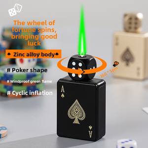 Briquet rotatif en forme de dés <span class=keywords><strong>et</strong></span> de cartes à jouer, design minimaliste, jouet anti-stress, cadeau pour fumeurs, alimenté au butane, série poker AW906 - Product Image 3