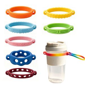 Purple Silicone <b>Water</b> <b>Bottle</b> Handle Carrier <b>Strap</b> With Four Color Options For Tumbler Grip Holders - Product Image 2