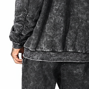 Winters Heavyweight Acid Wash 100% Conjunto de chándales de algodón para hombre Logotipo personalizado 2 piezas Joggers con capucha con diamantes de imitación Tamaño OEM 2026 - Product Image 1